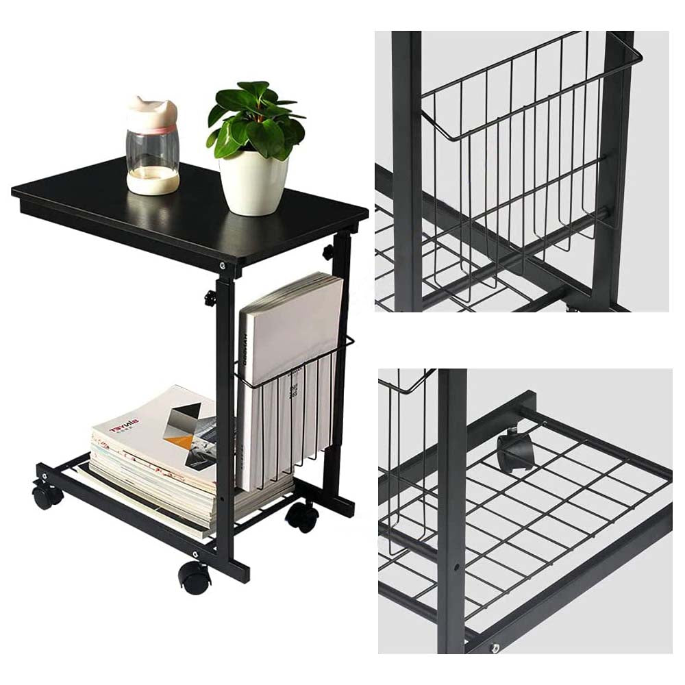 Rolling laptop stand with durable metal structure, adjustable height mechanism, and smooth caster wheels — view 4