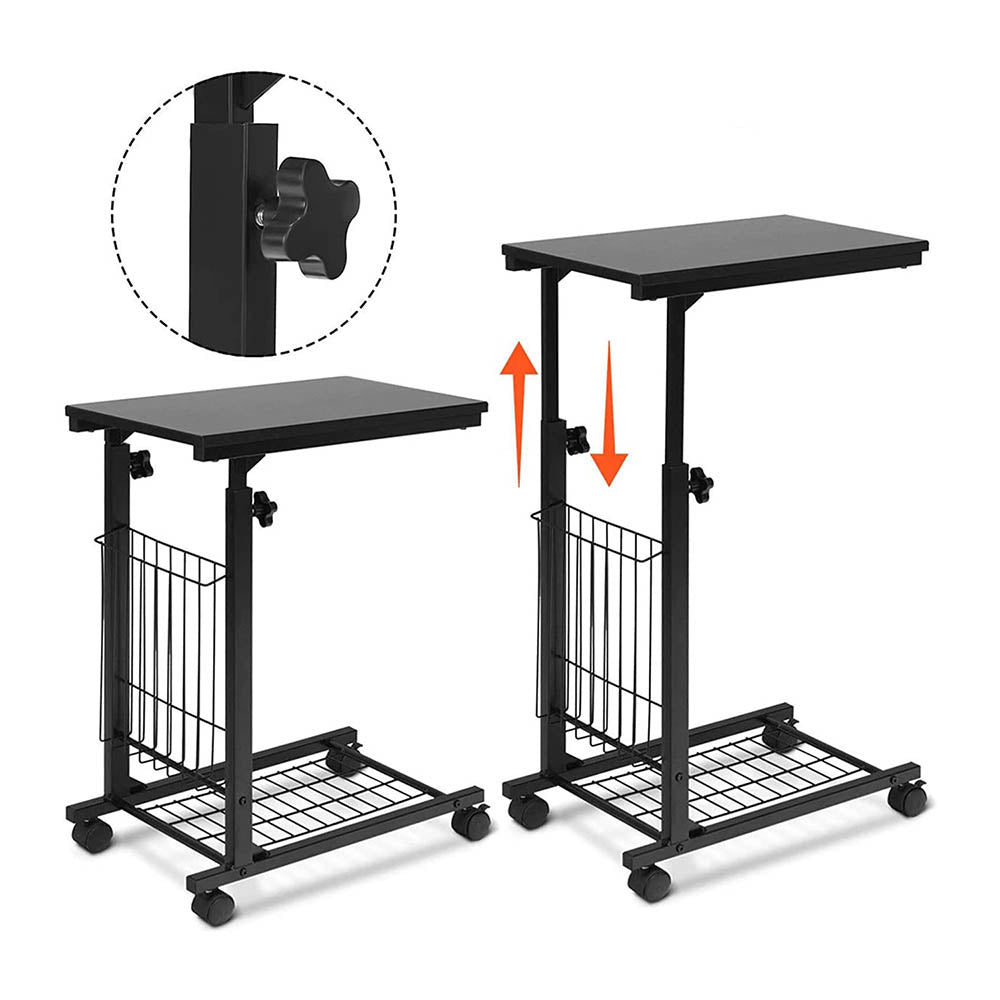 Rolling laptop stand with durable metal structure, adjustable height mechanism, and smooth caster wheels — view 5