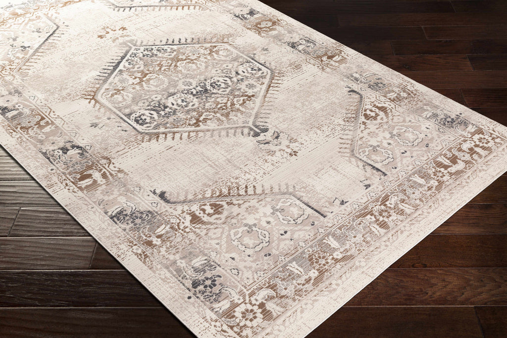 Hainesville white medallion runner rug featuring a traditional low pile design for hallway floors — view 5