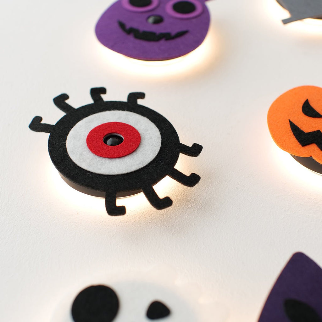 Halloween motion sensor night light with soft wool fabric surface and magnetic mounting base