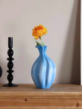 Handcrafted French style gradient blue ceramic vase for elegant home floral arrangements and unique decor.