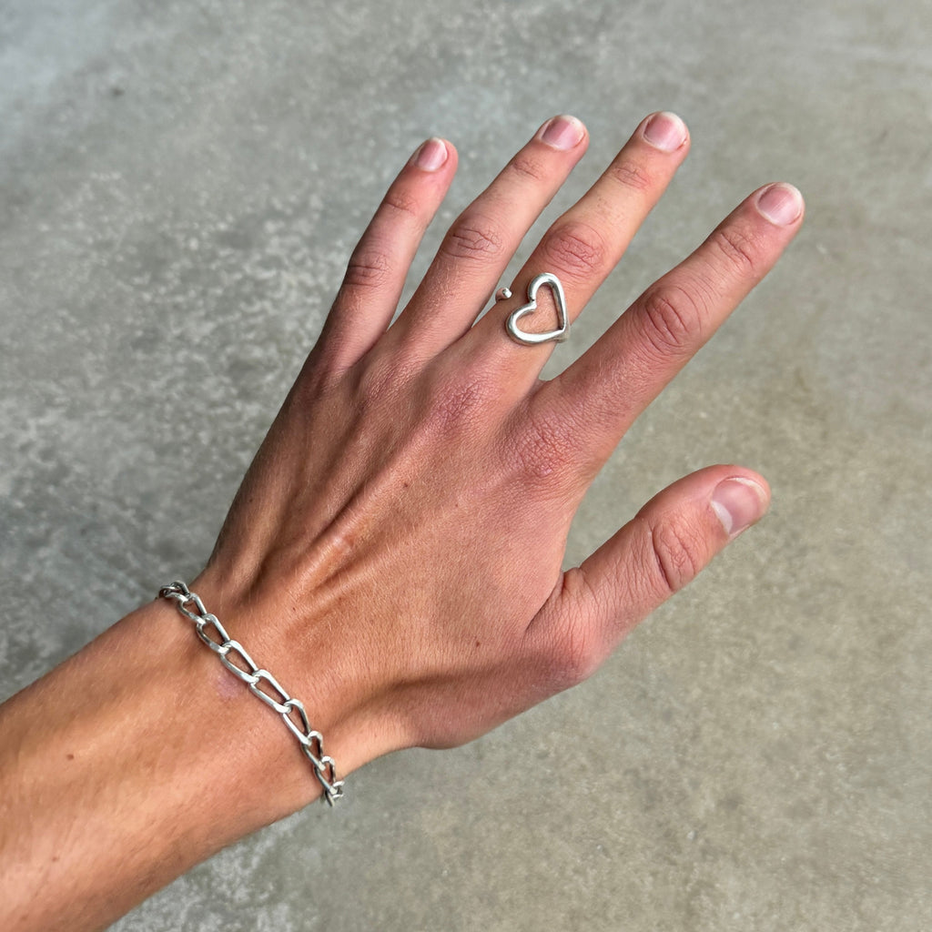 Open Heart Minimalist Silver Ring-2