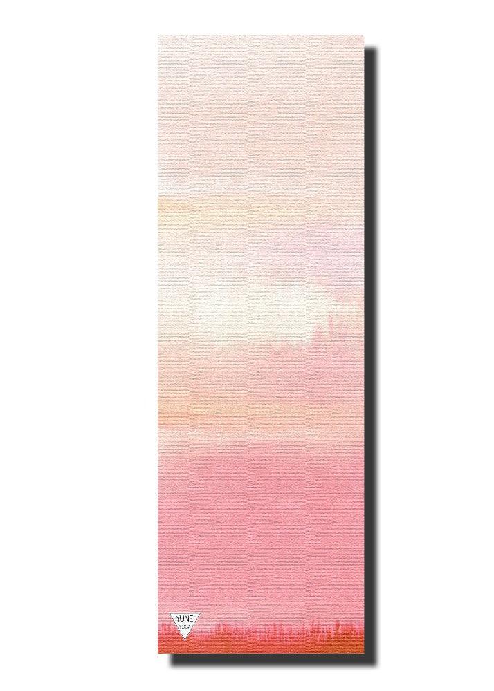 Thick 6mm eco-friendly yoga mat featuring a soft pink ombre gradient and non-slip textured surface