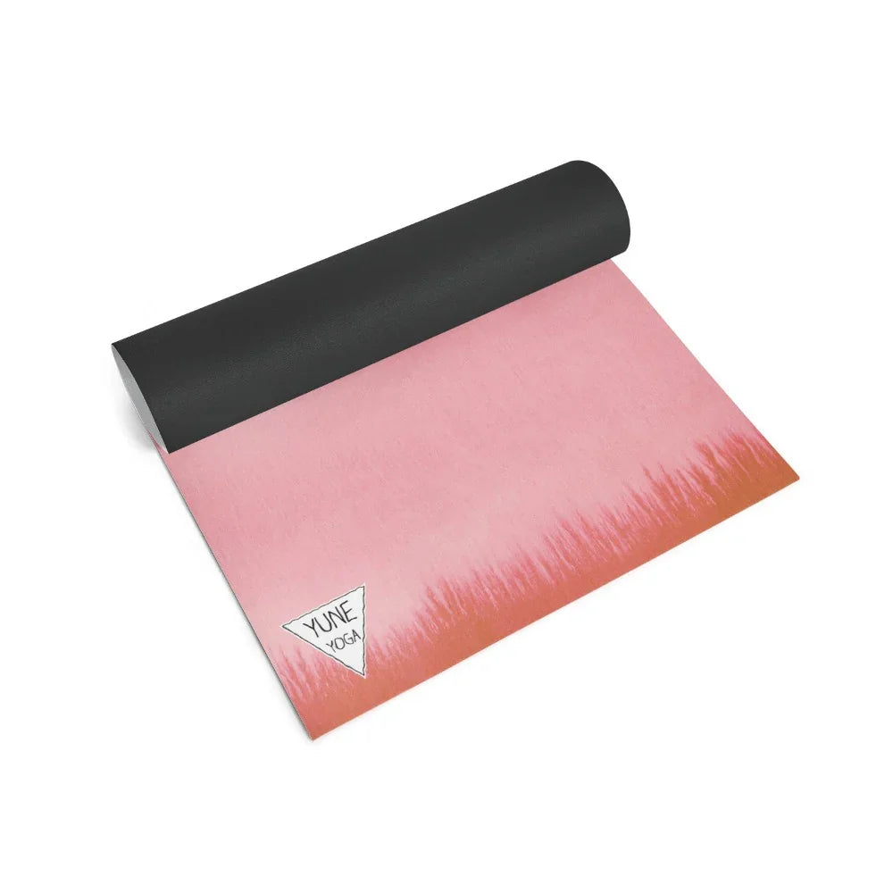 Thick 6mm eco-friendly yoga mat featuring a soft pink ombre gradient and non-slip textured surface — view 2