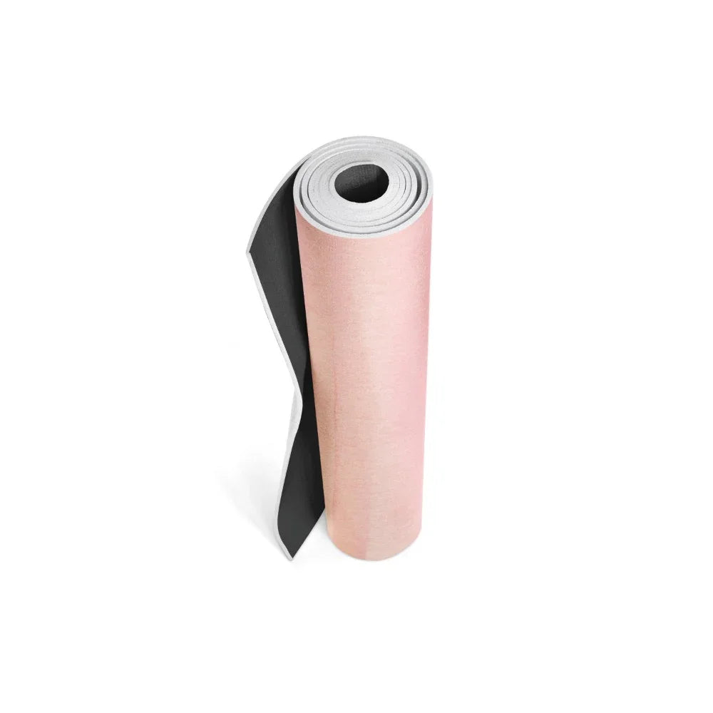 Thick 6mm eco-friendly yoga mat featuring a soft pink ombre gradient and non-slip textured surface — view 4