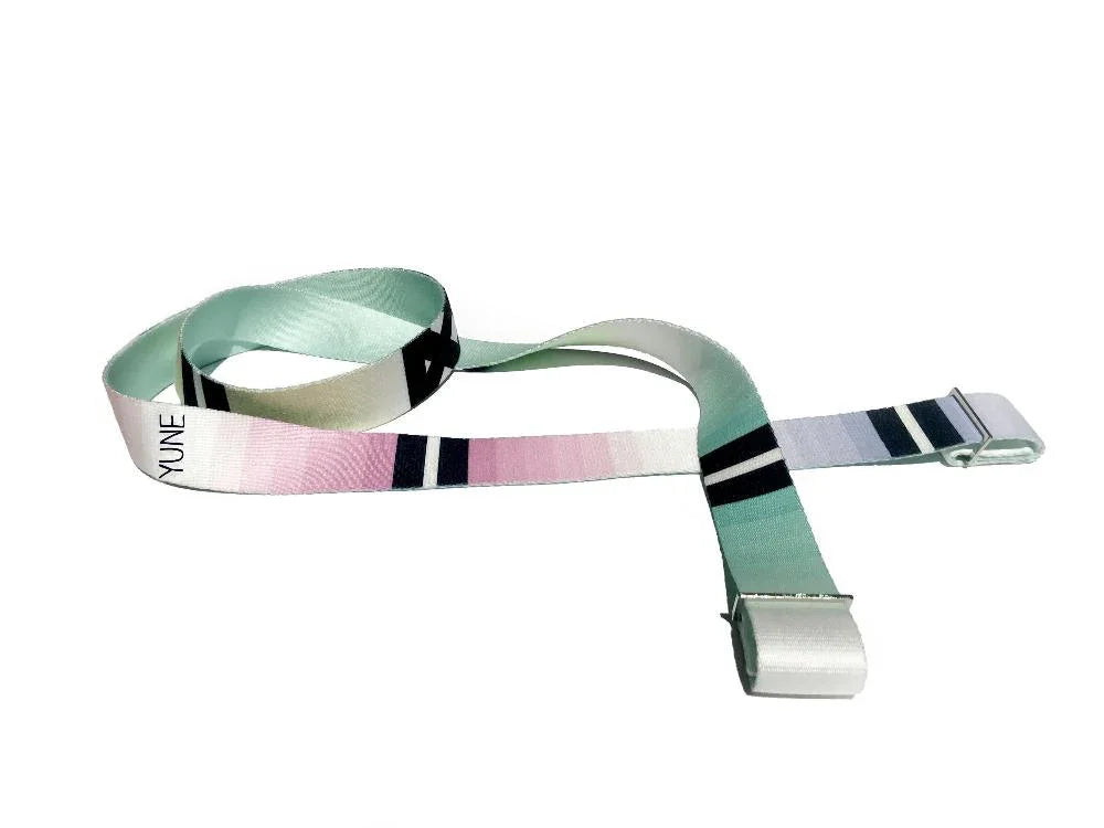 Helena boho diamond print organic cotton yoga strap and mat sling with metal D-ring buckles