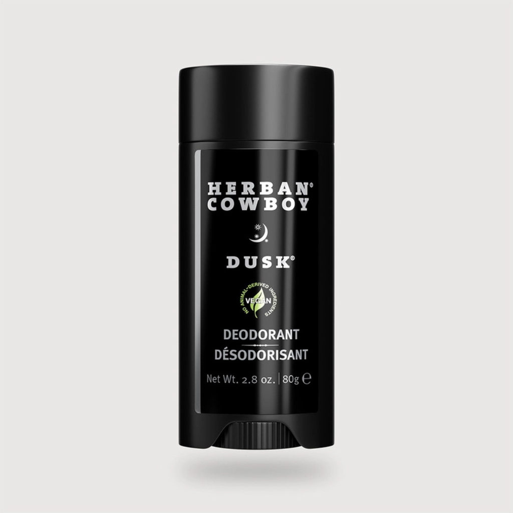 Dusk stick deodorant for men in solid form featuring a clean plant-powered aluminum-free formula