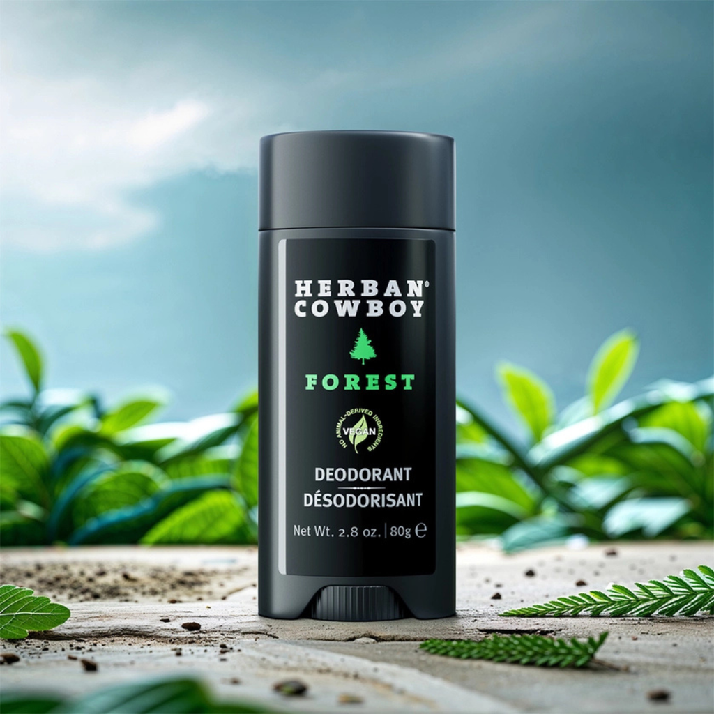 Forest Stick Deodorant by Herban Cowboy, aluminum free natural mens deodorant with woodsy cedarwood scent — view 3