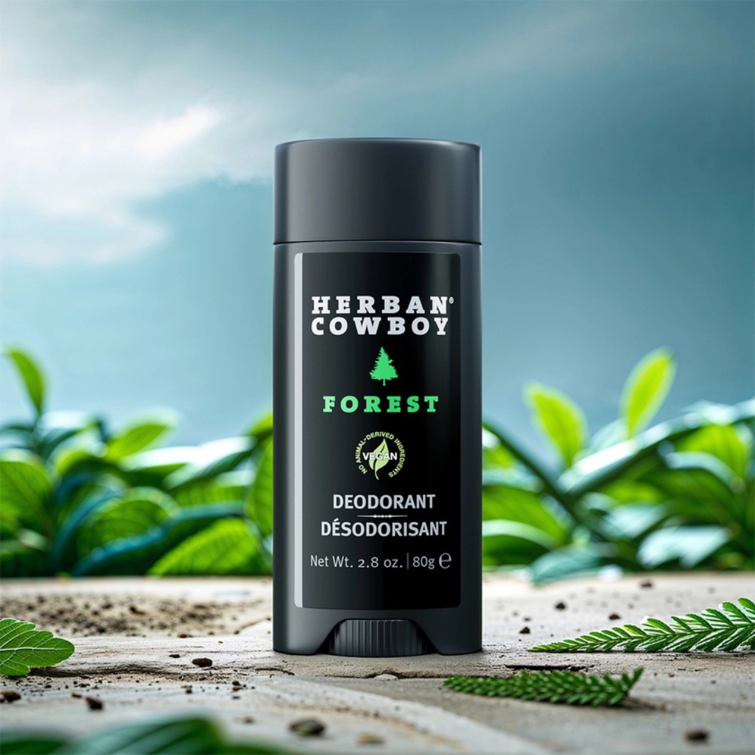 Forest Stick Deodorant by Herban Cowboy, aluminum free natural mens deodorant with woodsy cedarwood scent — view 3