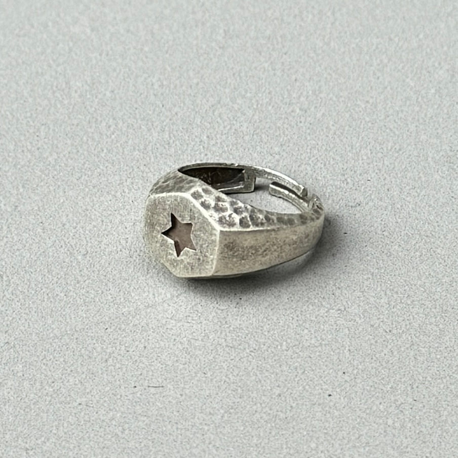 Signet Star Silver Ring-0