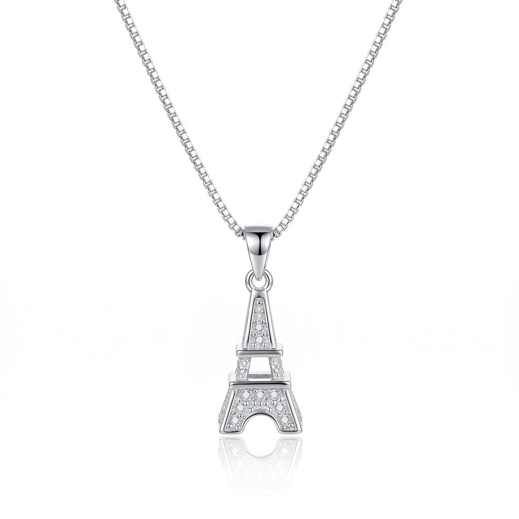 Eiffel Tower Necklace in 925 Sterling Silver with AAA Zirconia by LAURRÈ