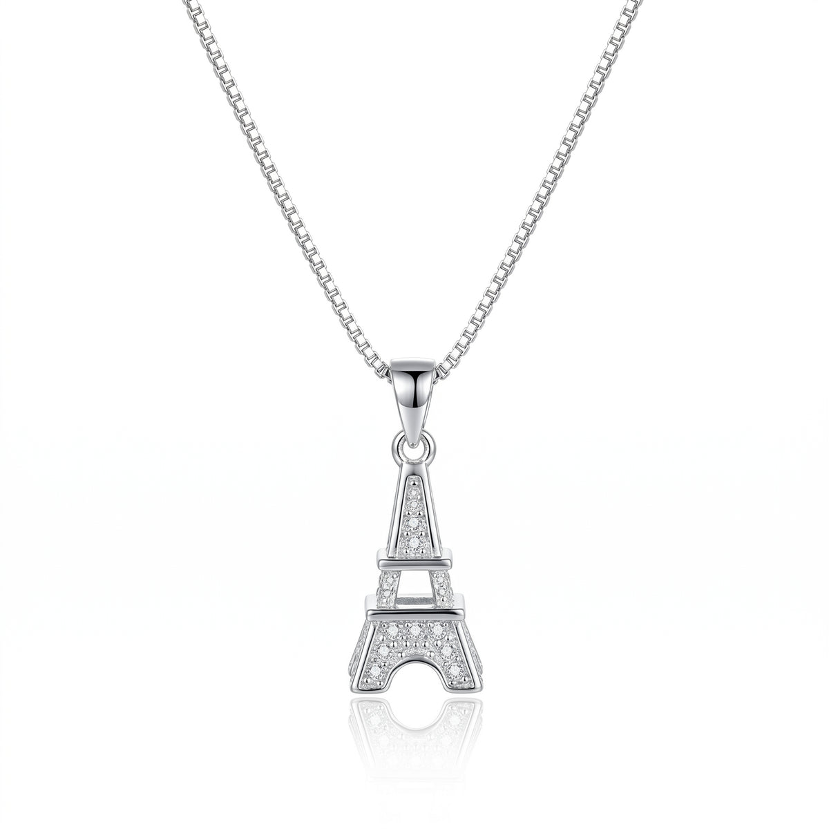 Eiffel Tower Necklace in 925 Sterling Silver with AAA Zirconia by LAURRÈ
