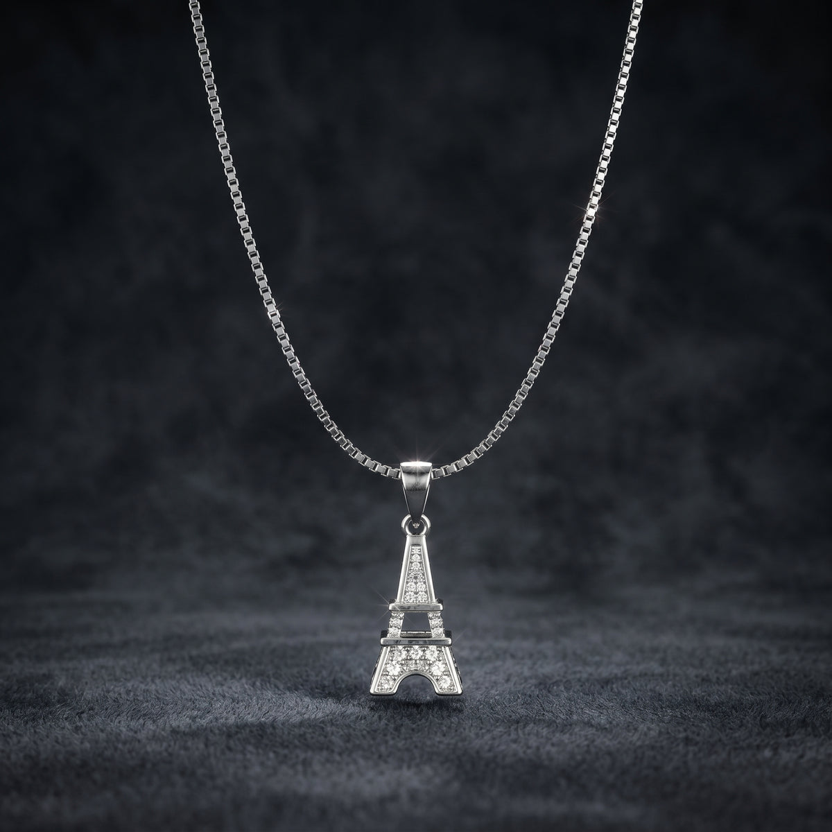 Eiffel Tower Necklace in 925 Sterling Silver with AAA Zirconia, Paris Pendant Jewelry by LAURRÈ