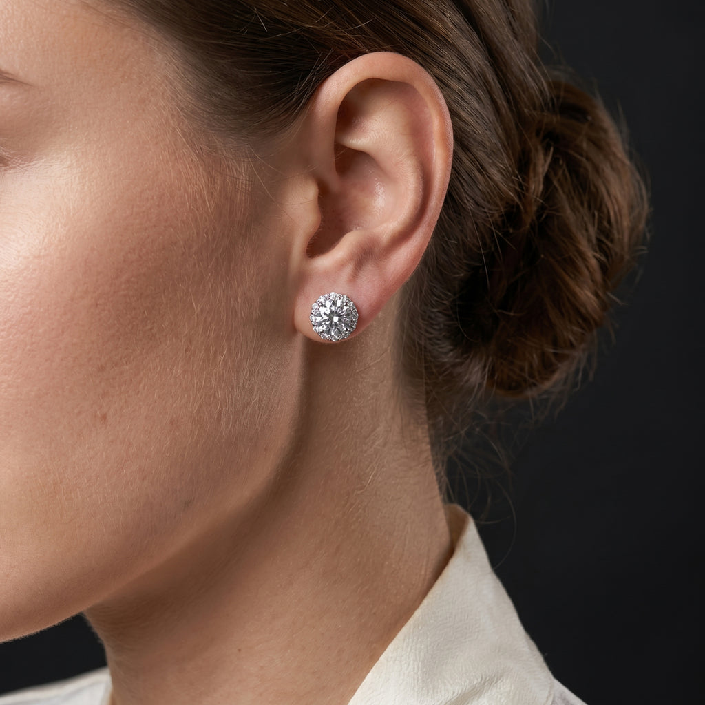 2 Carat Sterling Silver Moissanite Stud Earrings-9