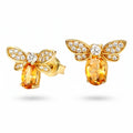 Gold Honey Bee Stud Earrings in 18K Gold Plated 925 Sterling Silver with Citrine and Cubic Zirconia