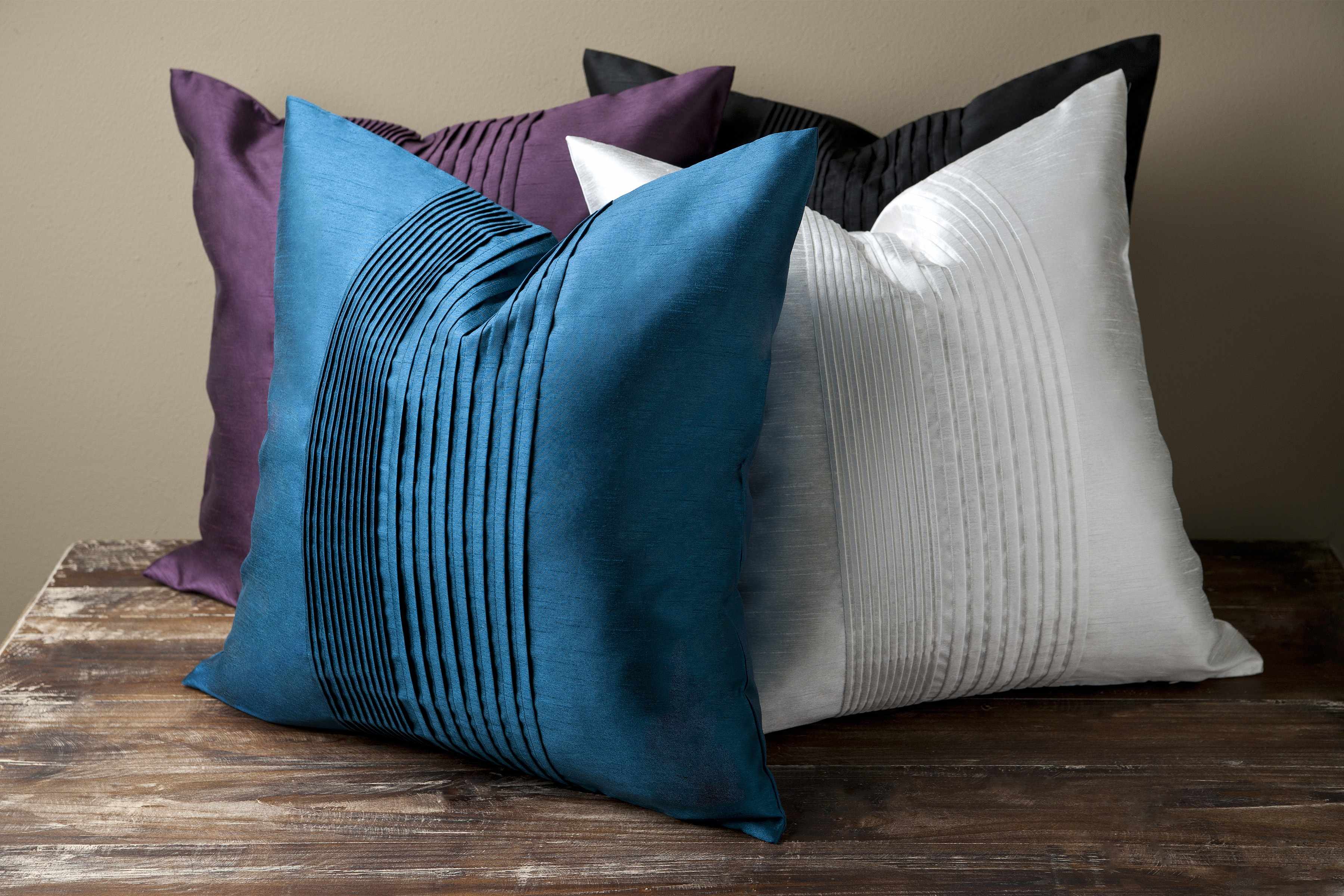 Compton black square throw pillow with a woven polyester texture for comfortable and stylish home decor. — view 5