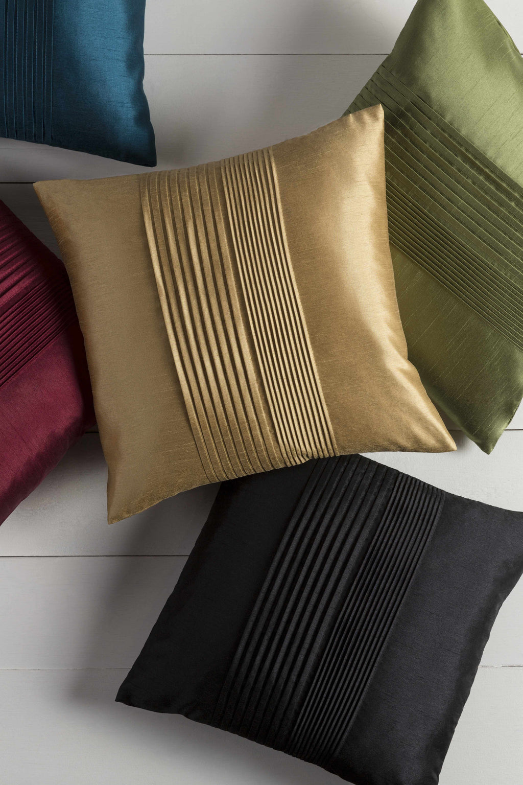 Hiltons deep teal square throw pillow in solid woven polyester for living room decor — view 5
