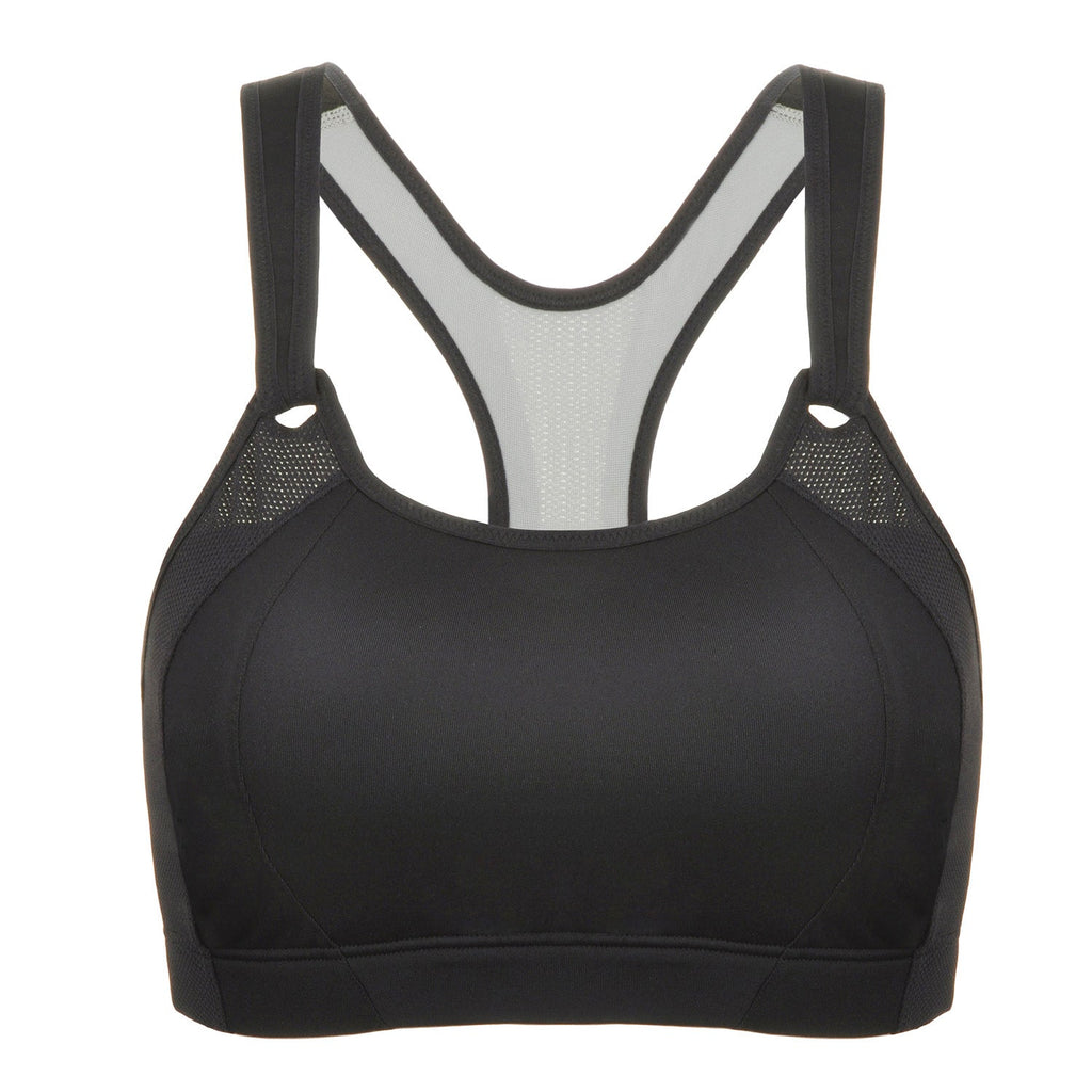 Women's high impact wireless running bra with breathable mesh inserts and adjustable velcro straps — view 5