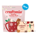 Craftmix holiday variety pack with 12 cocktail mix packets in festive winter packaging