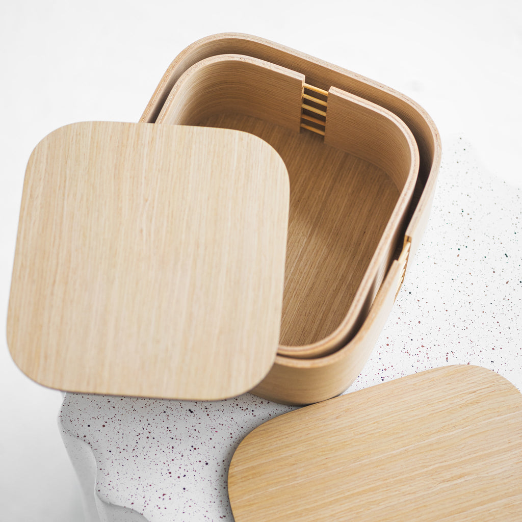 Set of two wooden storage boxes with lid, Home organization decor wood boxes-3