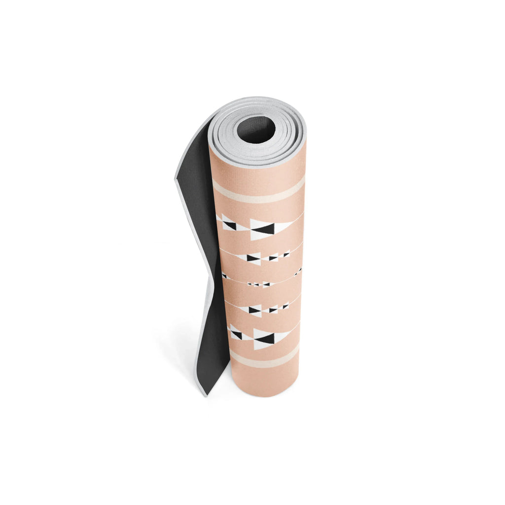 Tan eco-friendly 6mm non-slip yoga mat unrolled on the floor for fitness and pilates practice — view 5
