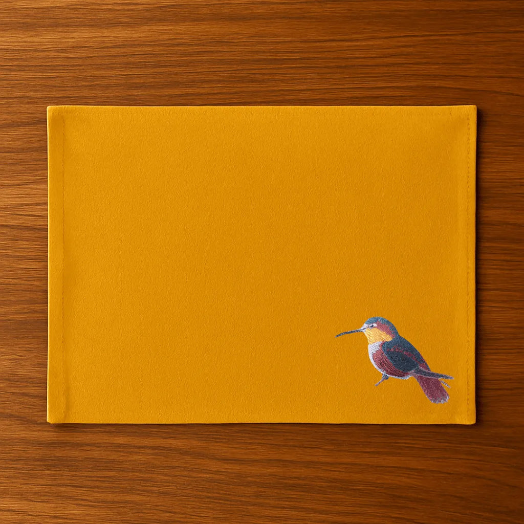 Rectangular cotton canvas Humming Bird Table Mats featuring an elegant nature inspired design for dining — view 2