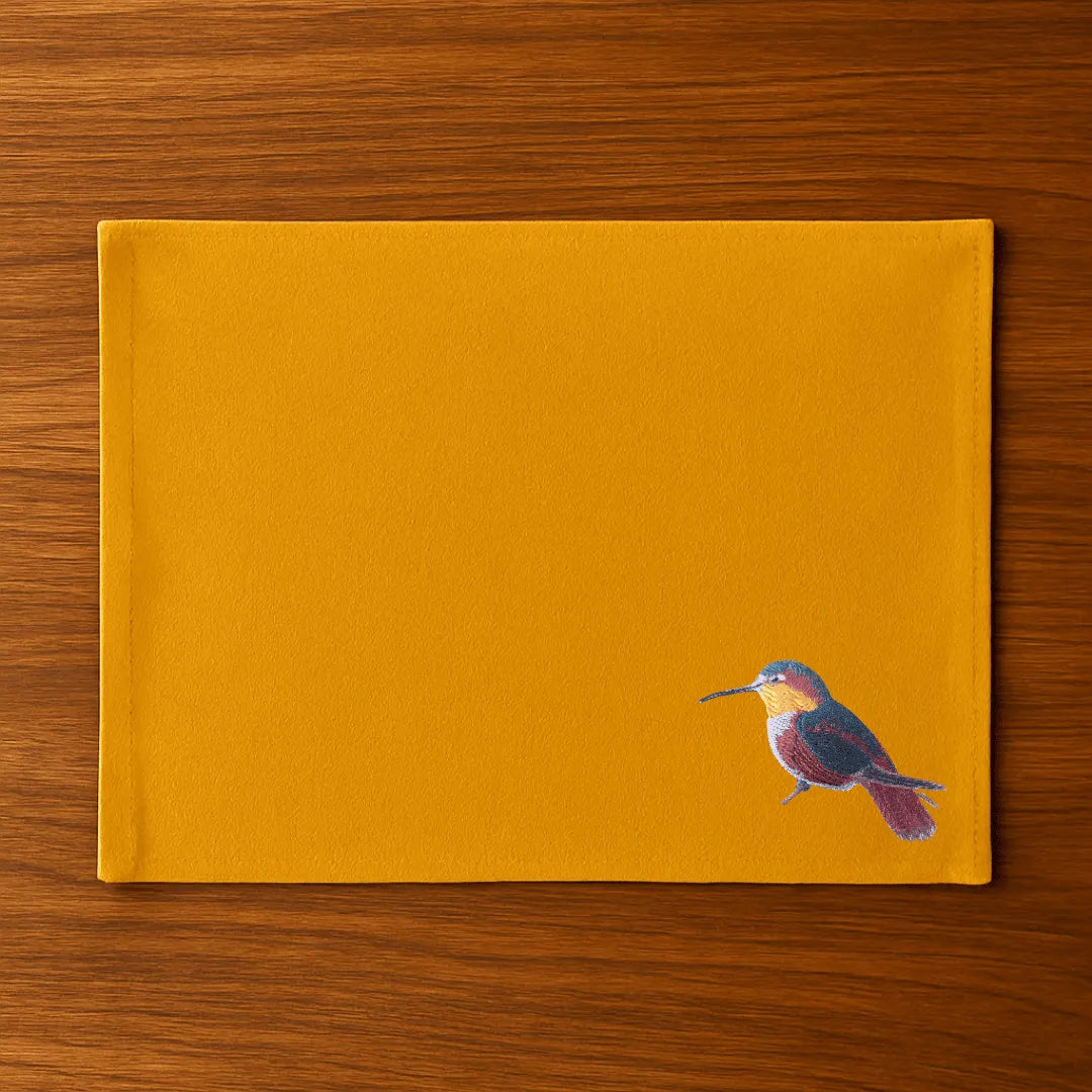 Rectangular cotton canvas Humming Bird Table Mats featuring an elegant nature inspired design for dining — view 2