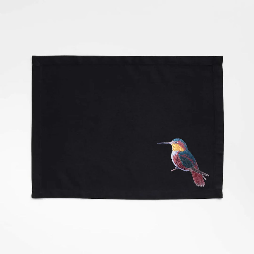 Rectangular cotton canvas Humming Bird Table Mats featuring an elegant nature inspired design for dining — view 5