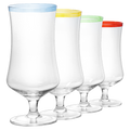 Four 16oz clear glass spiral vampire cocktail glasses for Pina Coladas and tropical drinks
