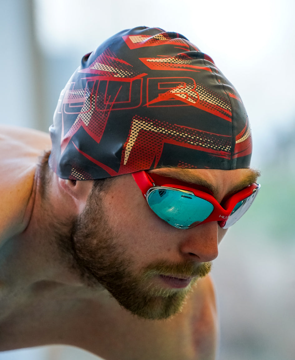 HUUB Vision Swim Goggle with wide mirrored lens and soft silicone strap for open water swimming — view 2