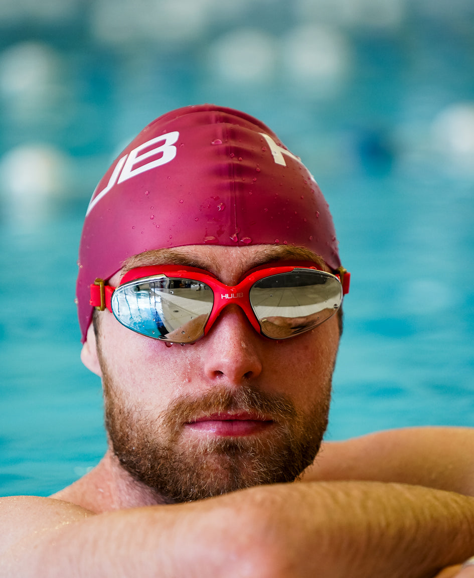 HUUB Vision Swim Goggle with wide mirrored lens and soft silicone strap for open water swimming — view 4