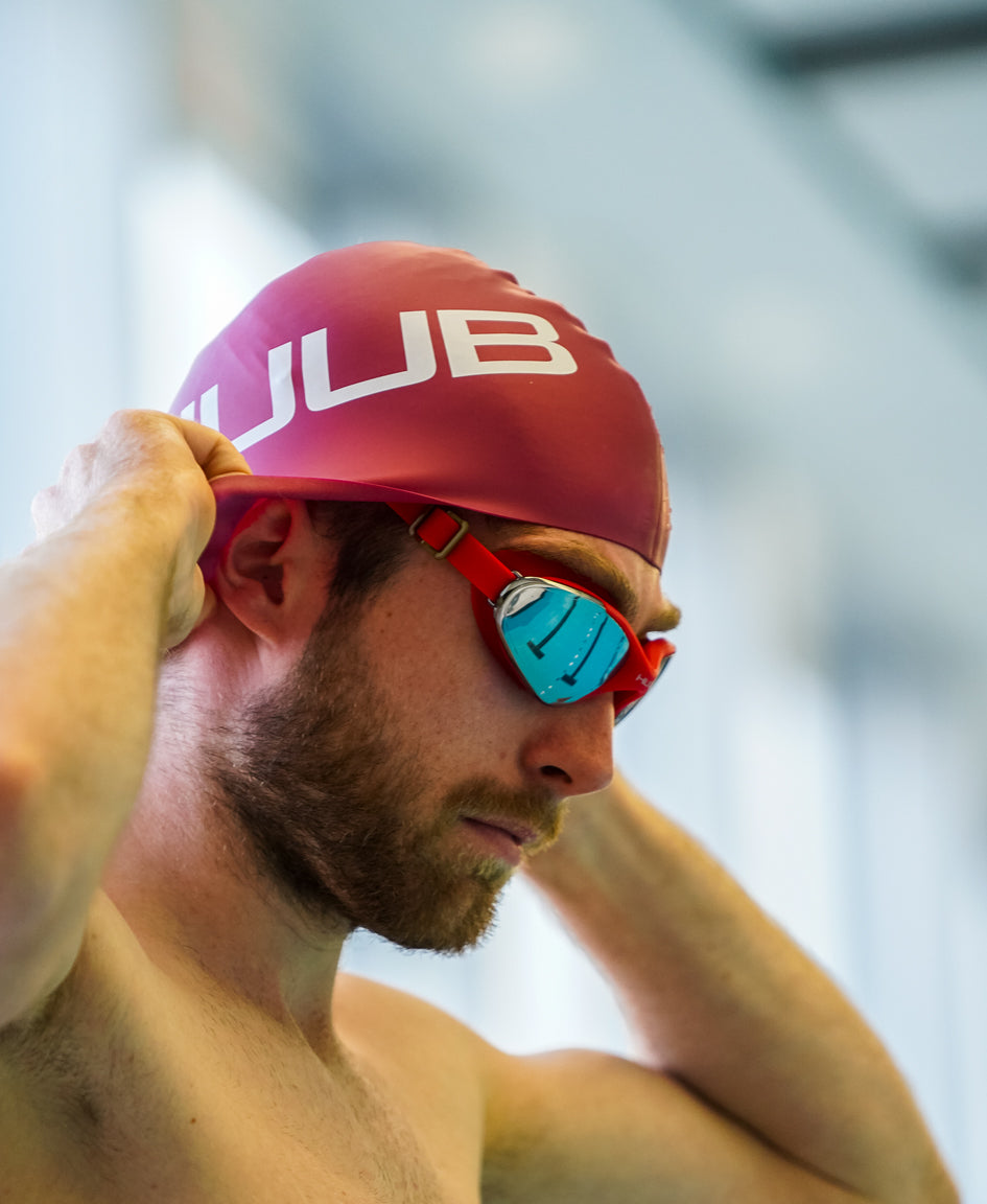 HUUB Vision Swim Goggle with wide mirrored lens and soft silicone strap for open water swimming — view 5