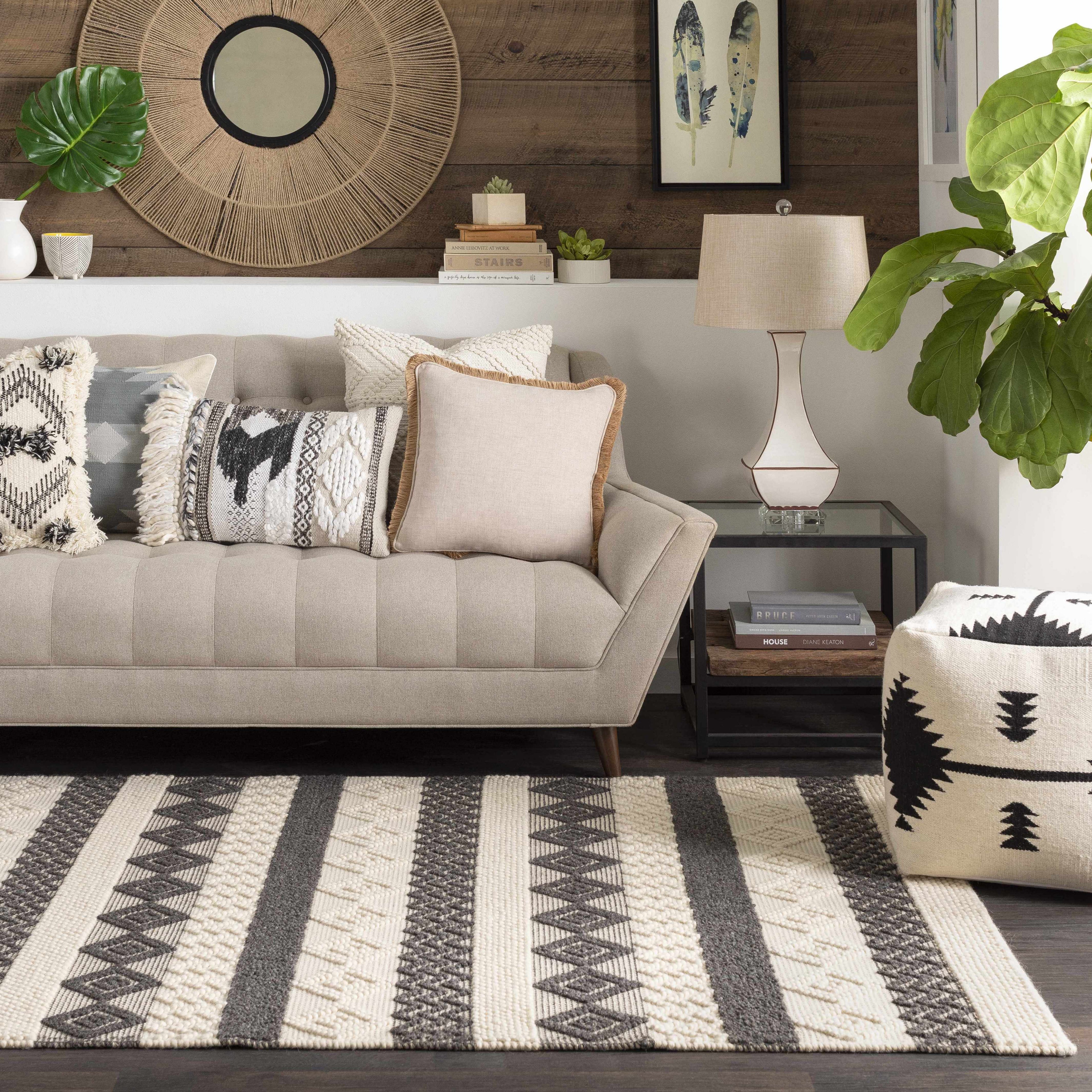Sumiton off white textured crochet cotton throw pillow with hand-woven bohemian design — view 3