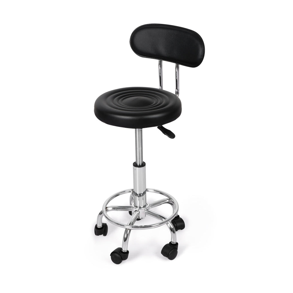 Set of two black Levede swivel bar stools with rolling casters and adjustable gas-lift seating