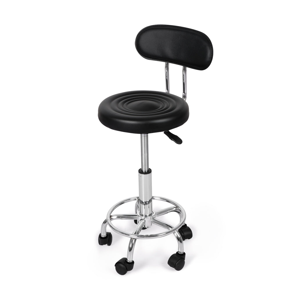 Set of two black Levede swivel bar stools with rolling casters and adjustable gas-lift seating