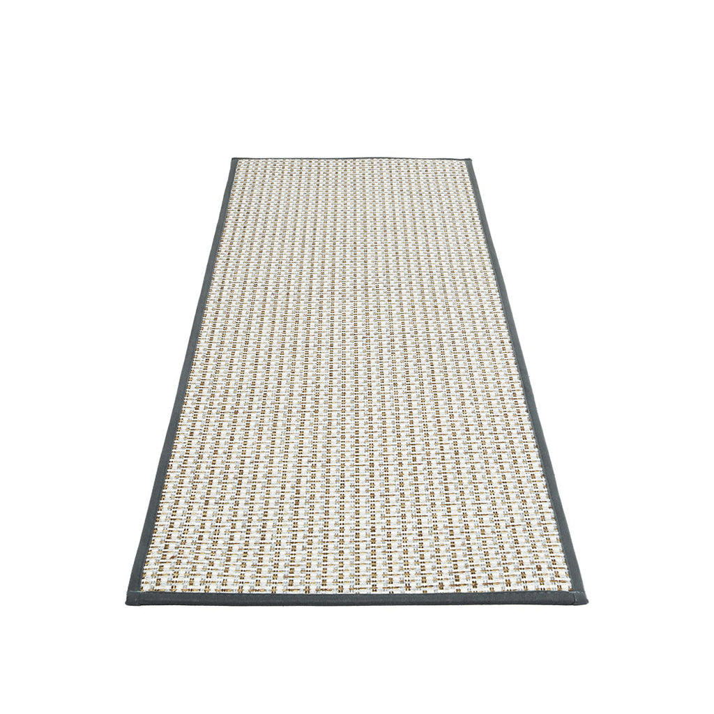 Marlow 2-piece kitchen rug set in grey, woven polyester mat with non-slip rubber backing