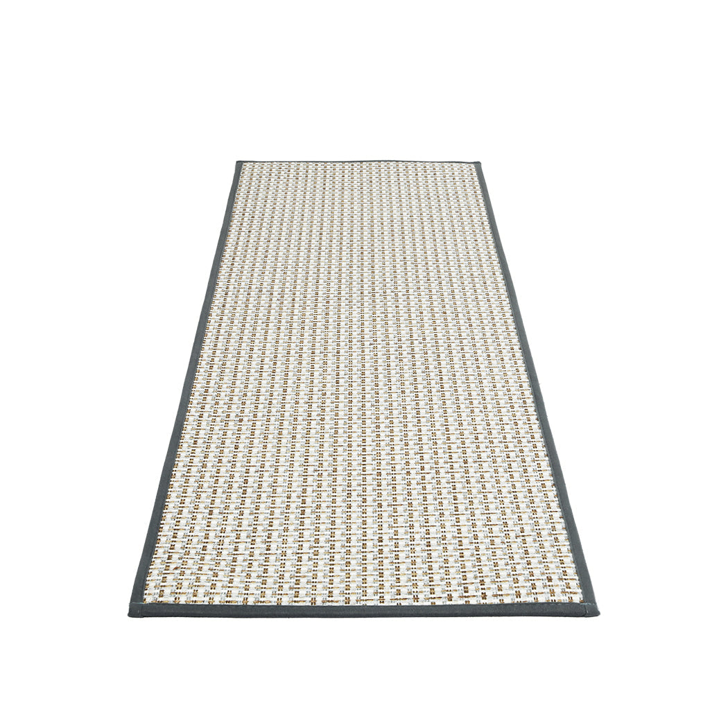 Marlow 2-piece kitchen rug set in grey, woven polyester mat with non-slip rubber backing