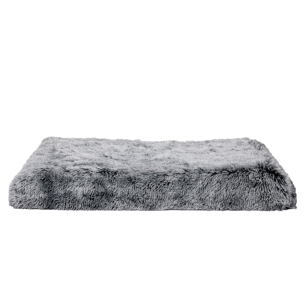 Medium charcoal memory foam dog bed with plush polyester surface and orthopaedic egg crate design