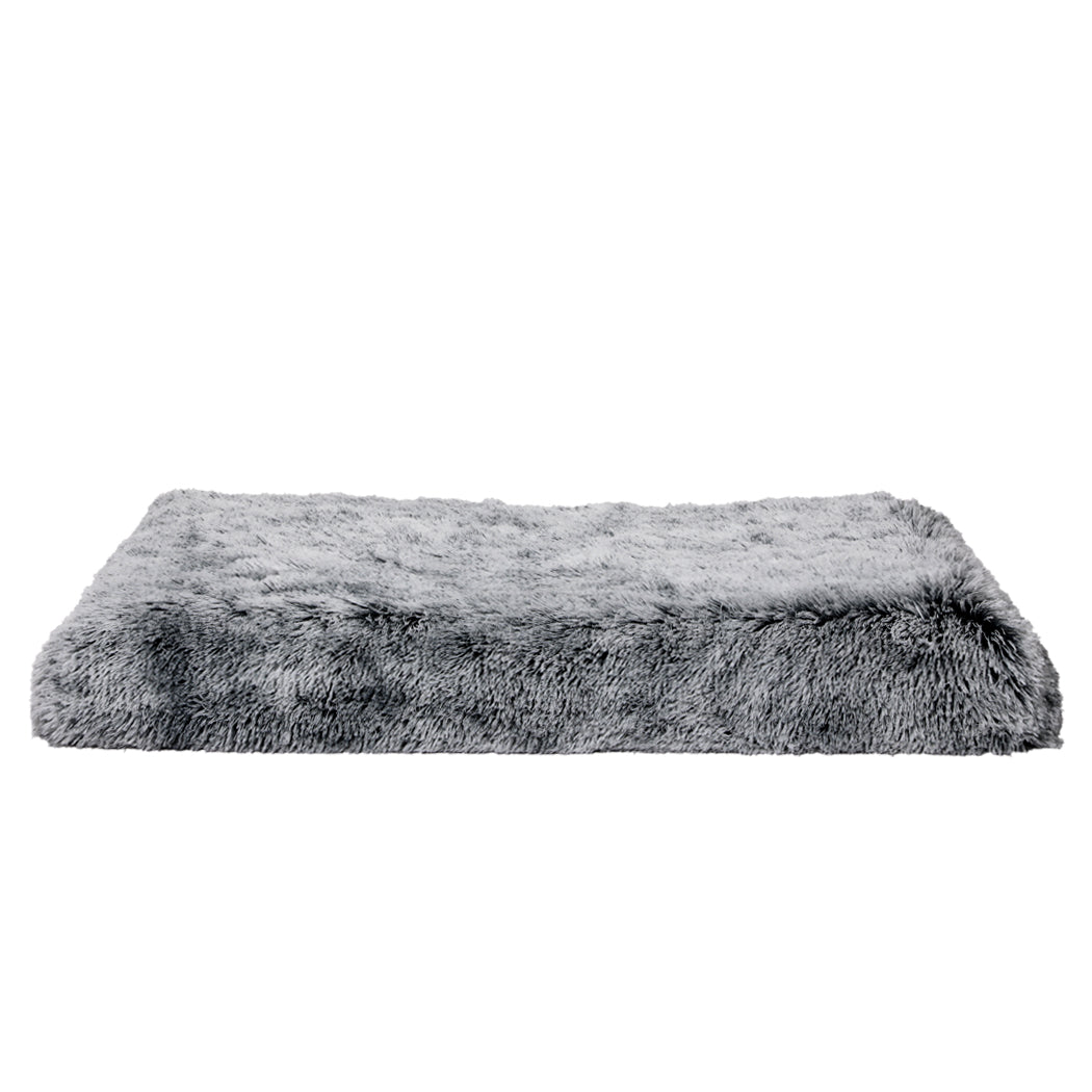 Medium charcoal memory foam dog bed with plush polyester surface and orthopaedic egg crate design