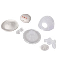 Clear and white wearable electric breast pump with silicone flange and digital motor