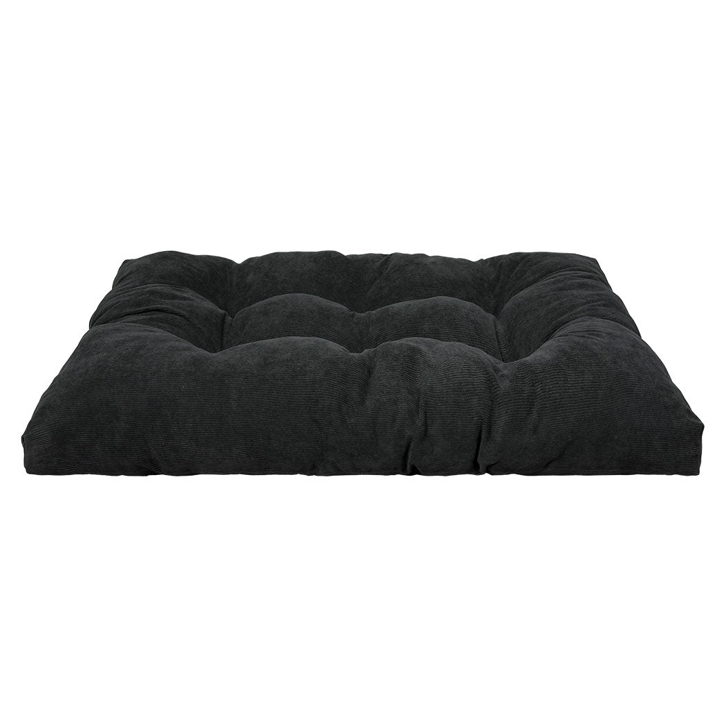 Dark grey tufted XXL calming pet cushion with plush cotton filling for dogs and cats