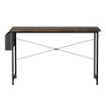 Levede 80cm computer desk with brown MDF top, black metal frame, and side storage bag
