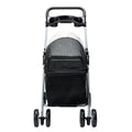 Large black pet stroller carrier with breathable mesh canopy and sturdy steel frame for dogs