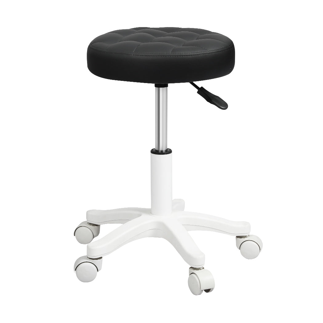 Black PU leather Levede rolling bar stool with adjustable height and five swivel caster wheels