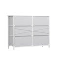 Levede 6 chest of drawers white storage cabinet with steel frame and six fabric drawers
