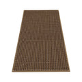 Two piece brown woven kitchen rug set with non slip rubber backing for floor protection