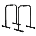 Black adjustable parallel dip bar station made of steel for home gym workouts
