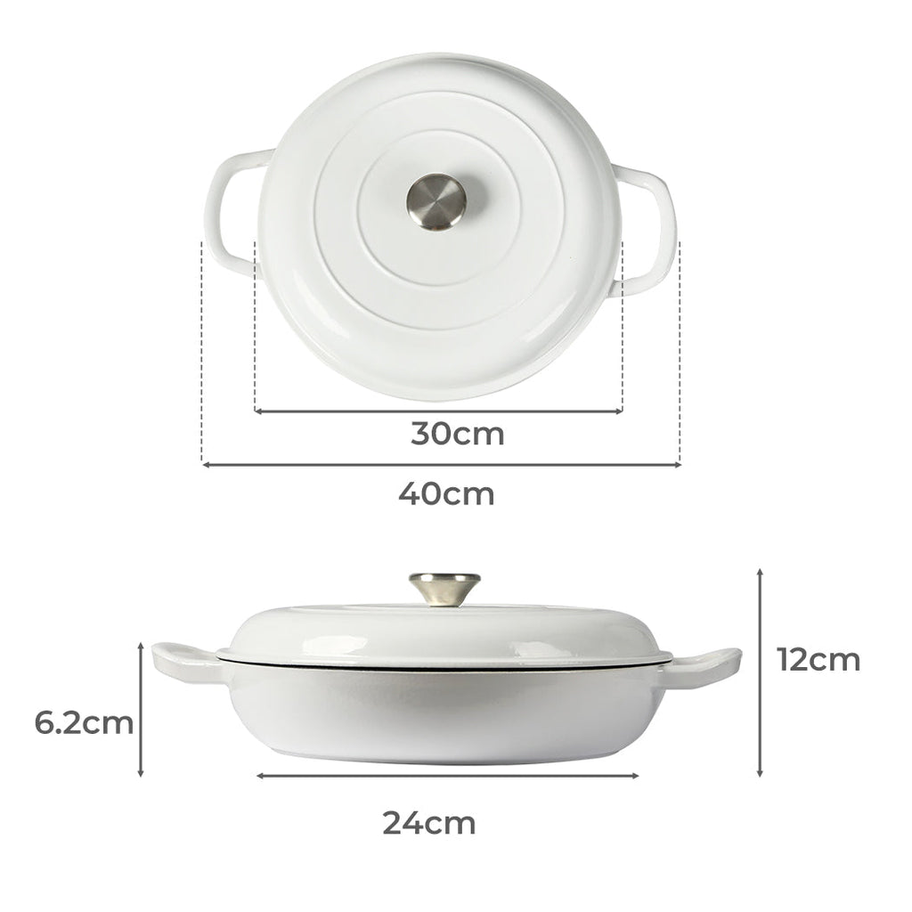 TOQUE 3.5L Enamel Dutch Oven Pan in White Colour