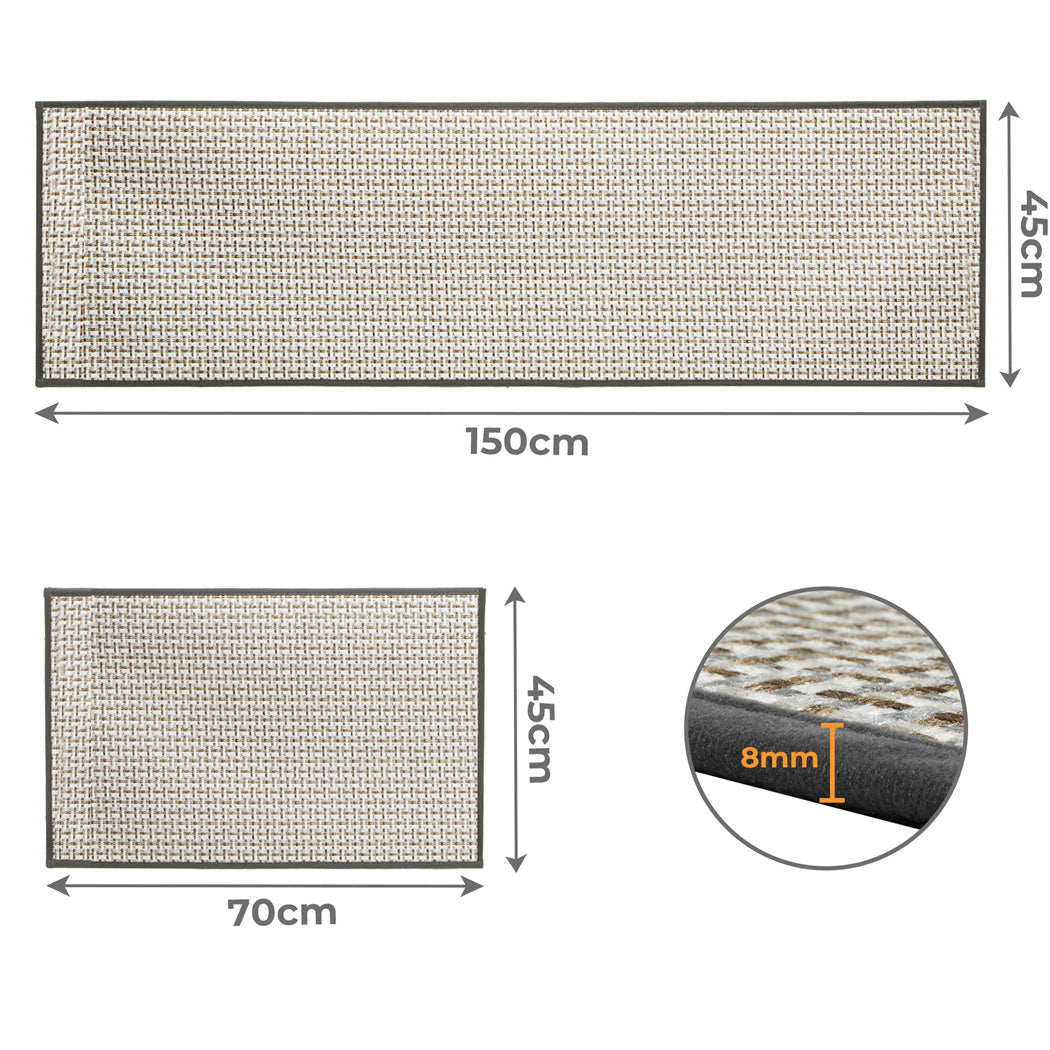 Marlow 2-piece kitchen rug set in grey, woven polyester mat with non-slip rubber backing — view 2