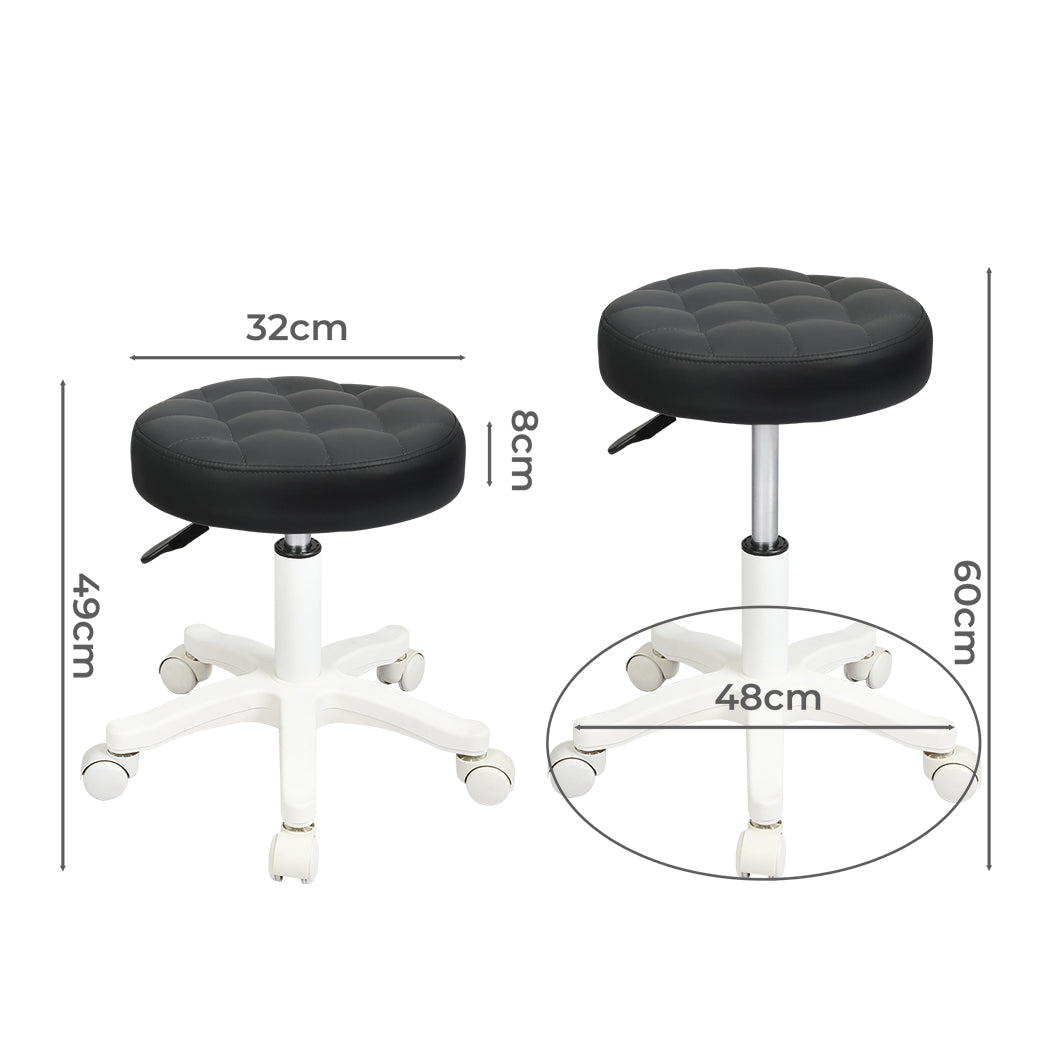 Black PU leather Levede rolling bar stool with adjustable height and five swivel caster wheels — view 2